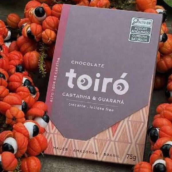 Chocolate energético Toiró Castanha e Guaraná | Catálogo Omicha Imagem do chocolate energético Toiró, com guaraná e castanha do Pará, disponível no catálogo de chocolates bean to bar da Omicha.