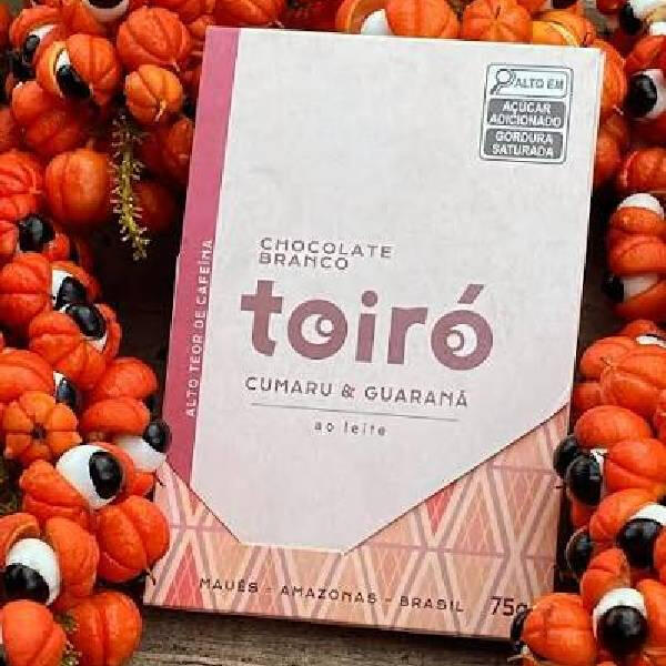 lmagem do chocolate energético Toiró com guaraná e cumarú , disponível no catálogo de chocolates bean to bar da Omicha.