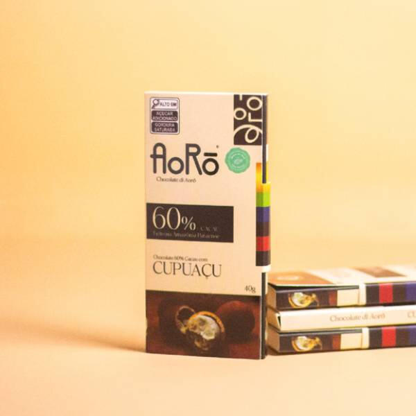 Imagem do chocolate Aorô sabor Cupuaçu, disponível no catálogo de chocolates bean to bar da Omicha.
